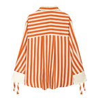 Women's Shirt 2026 Fashion Bow-tie Striped Top Long Sleeve Elegance Chic Daily