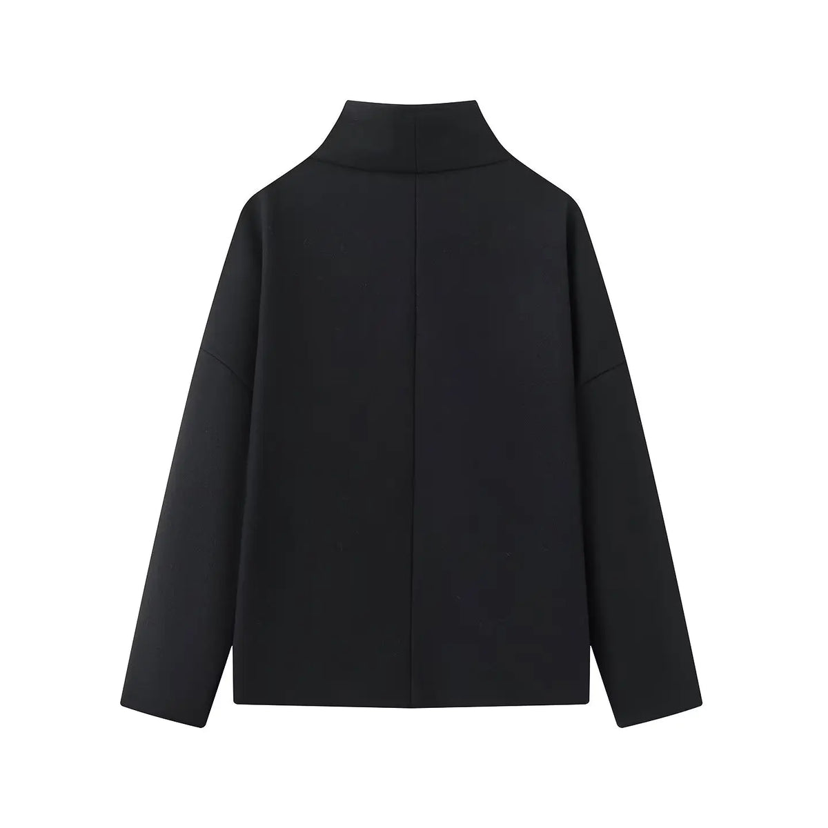 Women's High-Neck Double-Breasted Jacket with Pockets