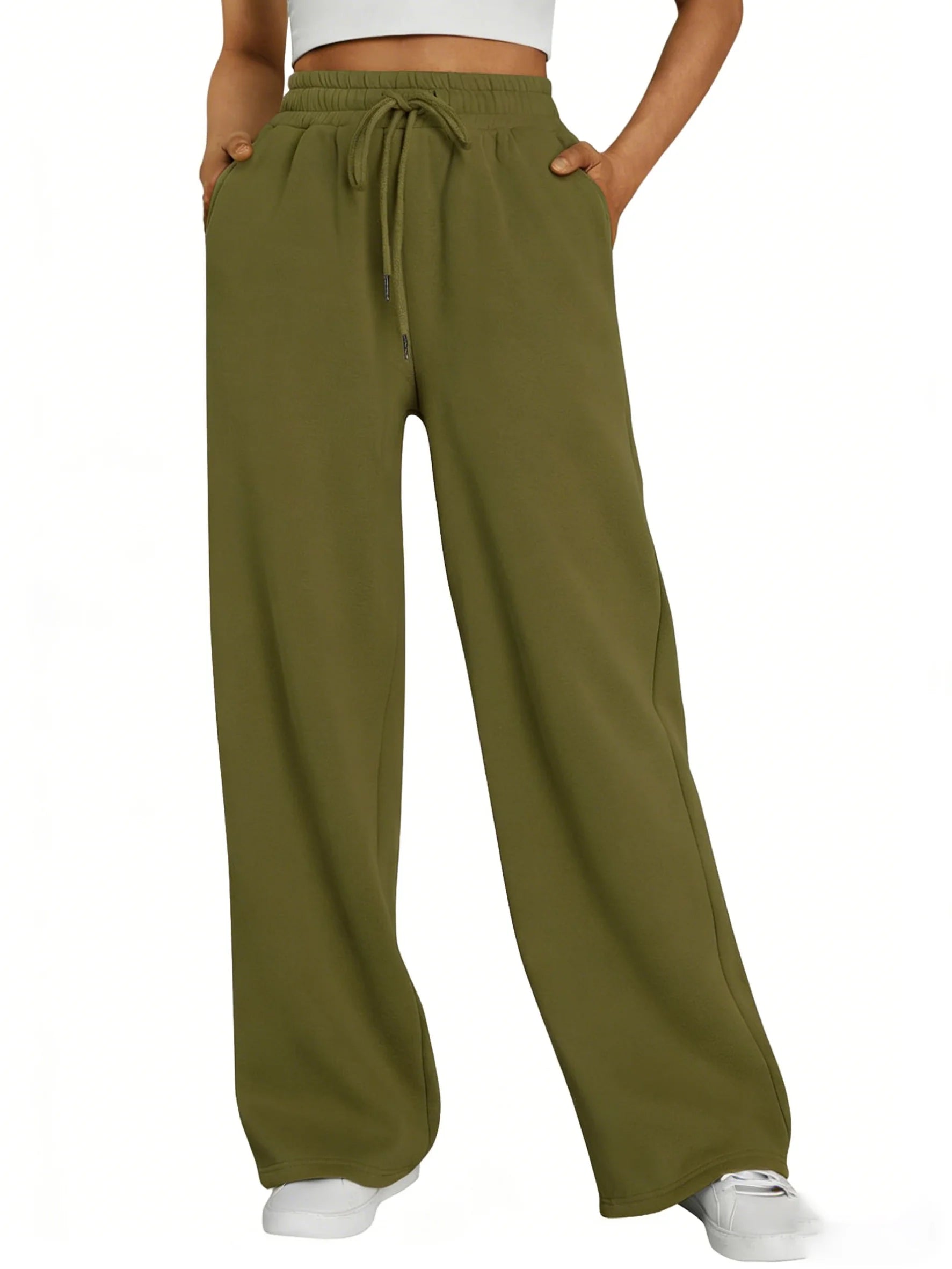 Women's Wide Leg Sweatpants Loose Streetwear Baggy Oversize Gray Sports Pants Drawstring Casual Joggers Trousers
