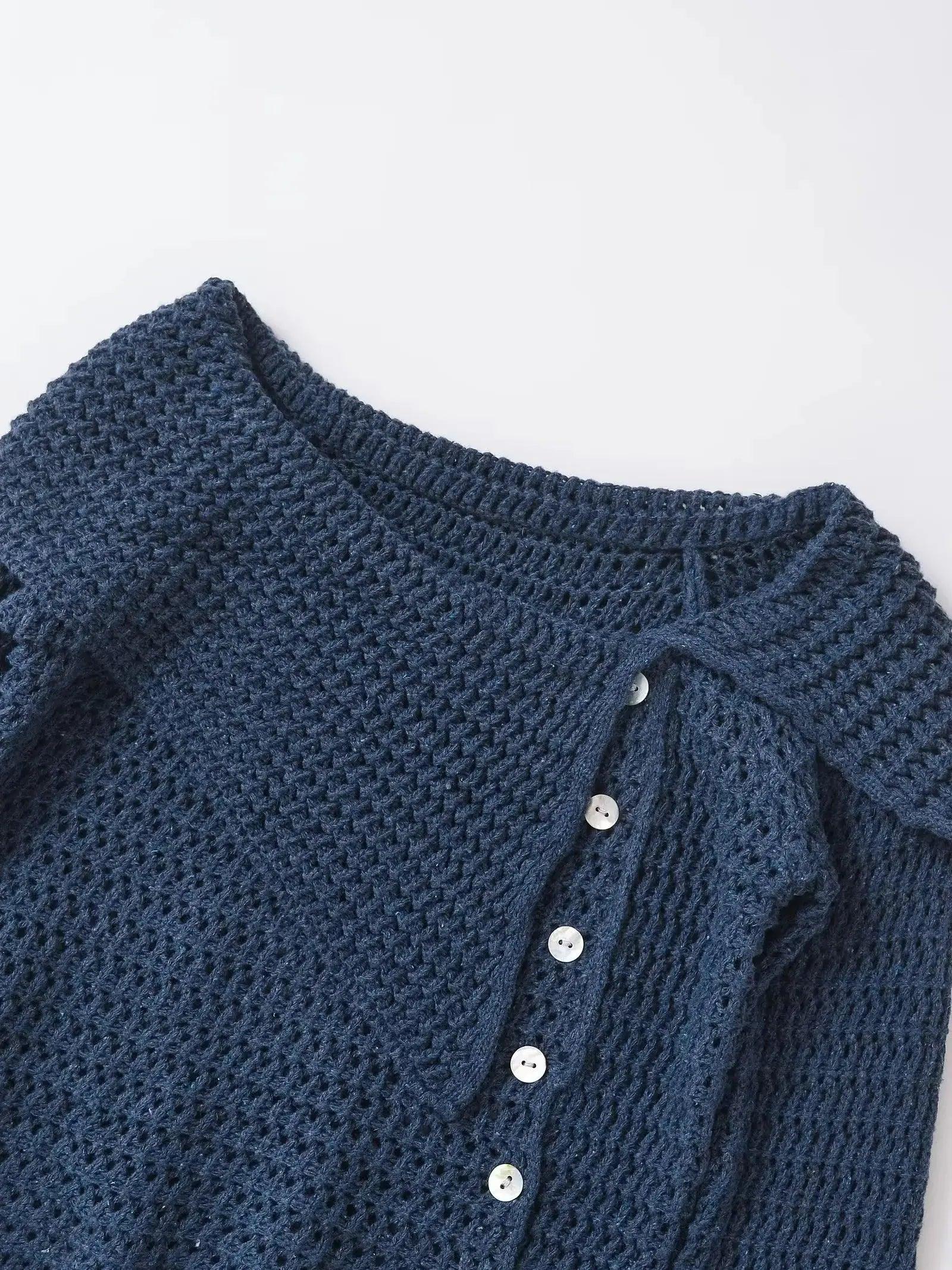 Knit Cardigan Lapel Neck Crossover Button Long Sleeve Sweater Sa20db712e36847038155608fad8e018cQ STYLEINGER