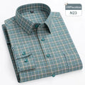 Plus Size 14XL 100%Cotton Long-Sleeve Shirts for Men Slim Fit Formal Plain Shirt Soft Plaid Striped Tops Office Elegants Clothes