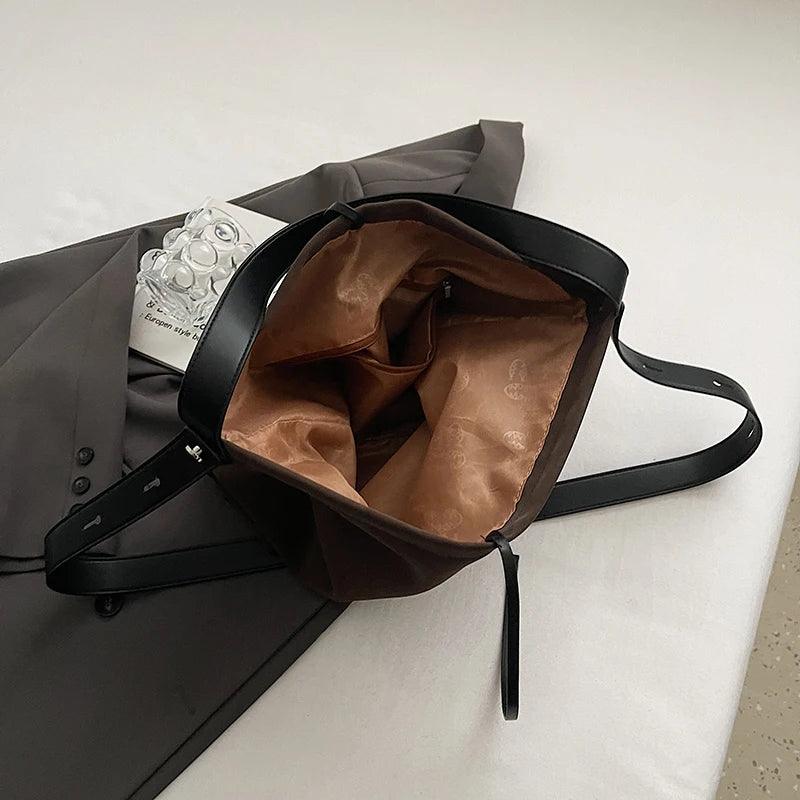 Suede Retro Shoulder Bag Women Tie Soft Hobo Crossbody Handbags Solid Purses