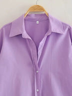 Camicia Oversize Donna con Bottoni - Top Casual Estivo a Maniche Lunghe