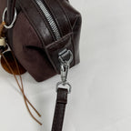 Women's Small Boston-Style PU Crossbody Bag with Zipper