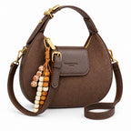 Women's Retro PU Leather Small Saddle Bag – Crossbody Shoulder Handbag with Pendant