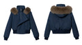 Women's Hooded Winter Bomber Jacket with Faux Fur Trim