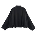 Women's Suede Textured Bomber Jacket Long Sleeve Lapel Collar Loose Coats Casual Outerwear