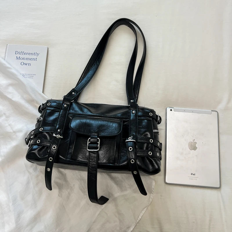 Women's PU Leather Baguette Crossbody Bag Street Style, Zipper Closure