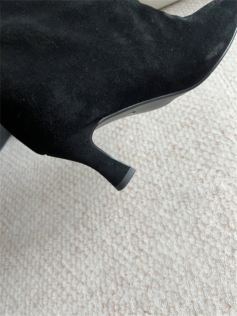 Women's Faux Suede Square Toe Knee-High Boots