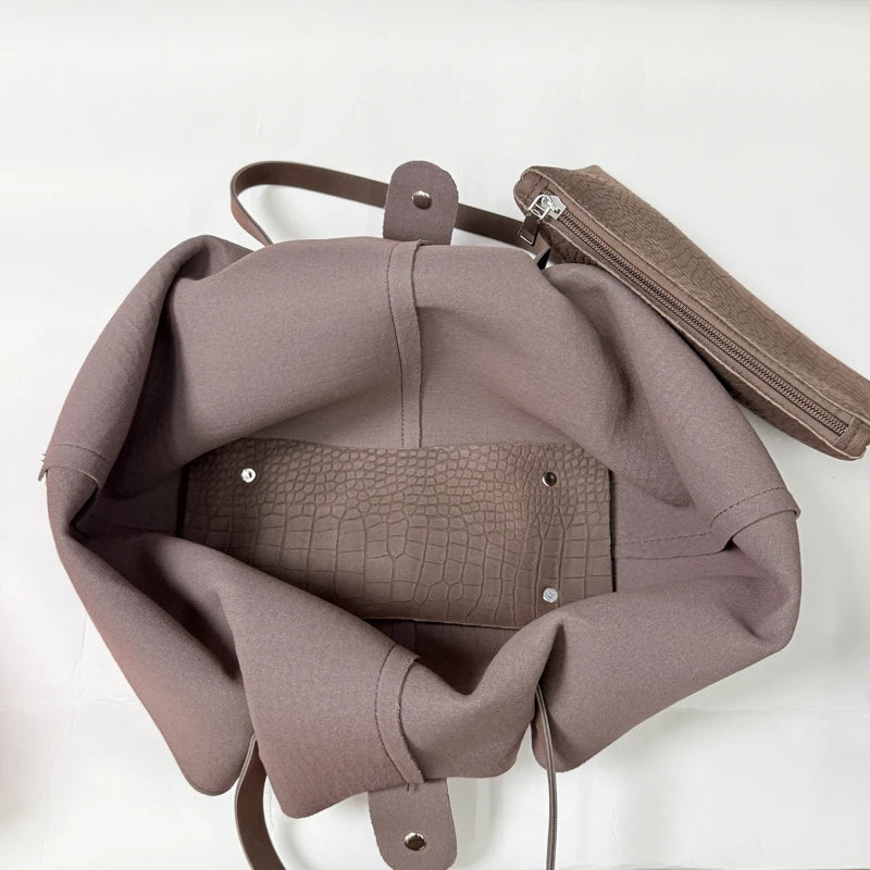 Women's Tote Bag Vintage Large-Capacity Soft PU Leather Hasp Shoulder Bag with Phone Pocket