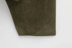 Women's Jacket Vintage Green Ruched Full-Zip Button-Up Collar Asymmetric-Hem Streetwear Coat