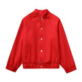 Womens Coat Vintage Solid Stand Collar Office Outwear Casual Trendy Long Sleeve Single Breasted Jacket