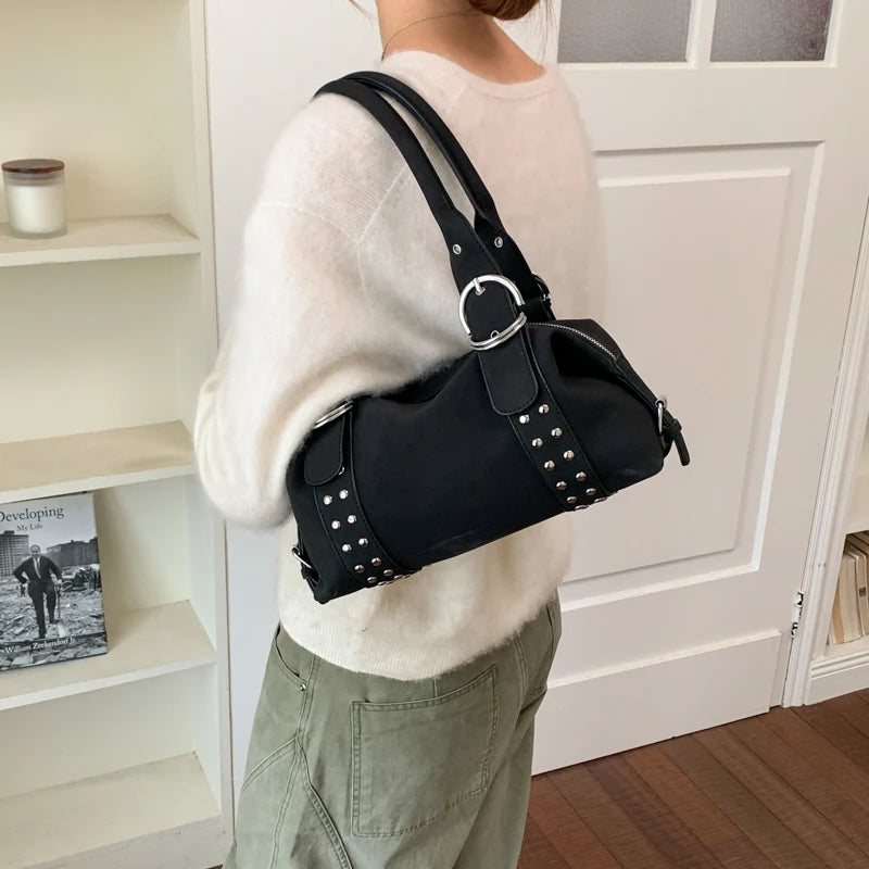 Women's Faux Leather Boston Shoulder Bag