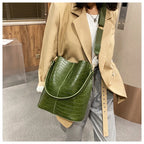 Women Bag Vintage Crocodile Pattern Crossbody Bags PU Leather Trend Designer Shoulder Handbags Large Capacity Bucket