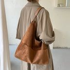 Women's Hobo Bag Vintage Large-Capacity Soft Faux-Suede Hasp Shoulder Bag with Phone Pocket