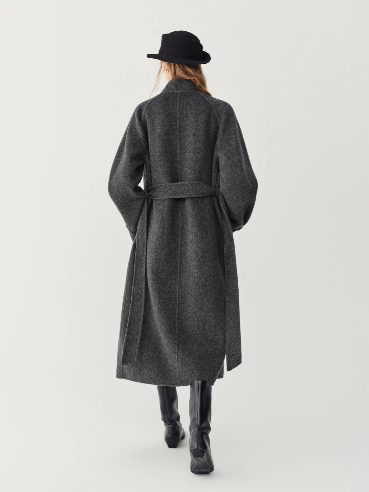 Women's 100% Wool Double-Sided Overcoat – Turn-Down Collar, Belt, X-Long