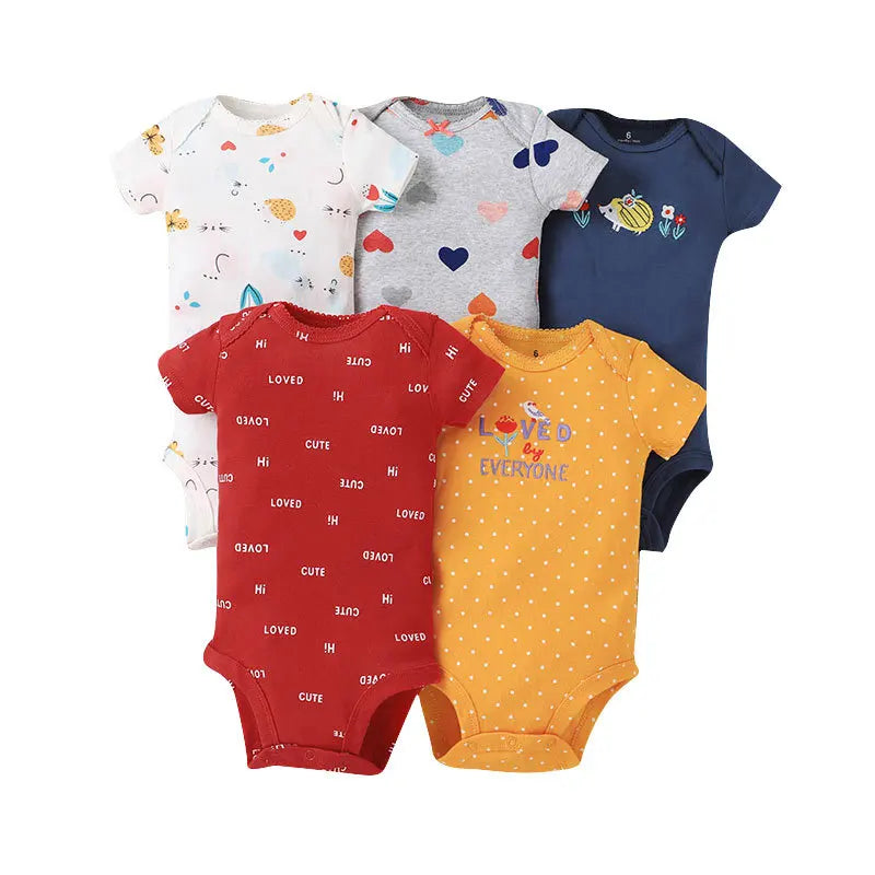 Baby Cotton Short-Sleeve Bodysuits, 5-Pack, 6–24 Months