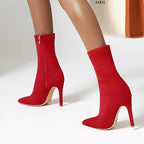 Women’s High Heel Sock Ankle Boots – Pointed Toe, Plus Size