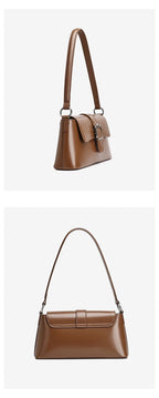 Women's Genuine Leather Baguette Shoulder Bag – Vintage Cowhide Crossbody