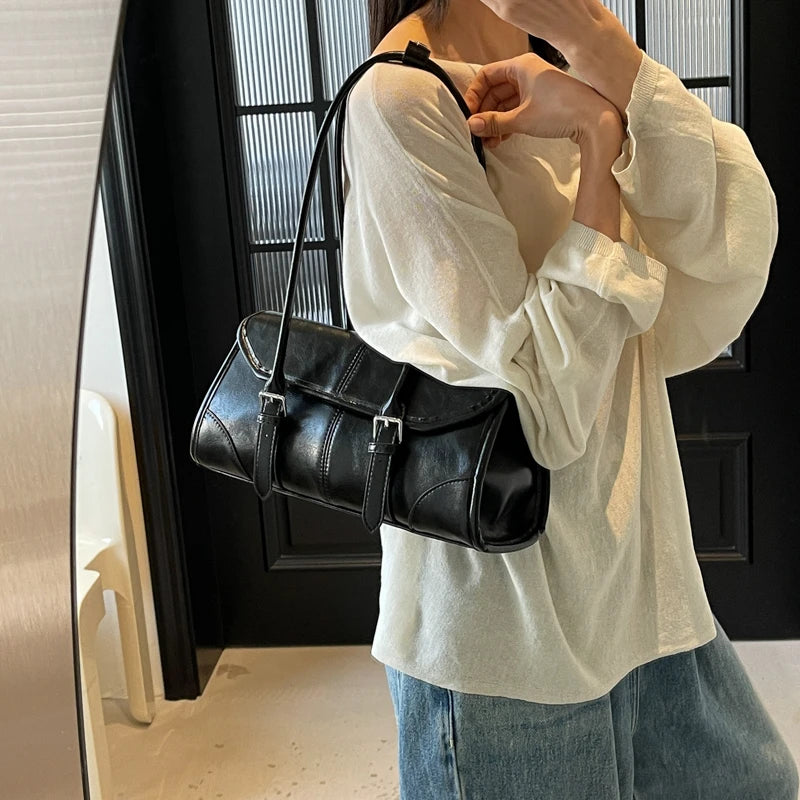 Women Handbags PU Leather Tote Bags Flap Belt Underarm Shoulder Bags