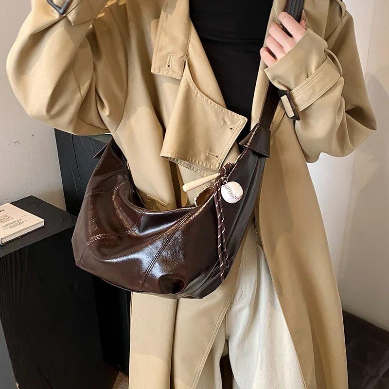 Hobo Bags Leather Extra Large Zipper Women Shoulder Bag with Tassel Accessories