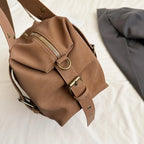 Women's Shoulder Bag Vintage Baguette-Shape PU Leather Zipper Crossbody Bag with Phone Pocket