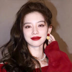 Women's Wine Red Enamel & Gold-Tone Drop Earrings