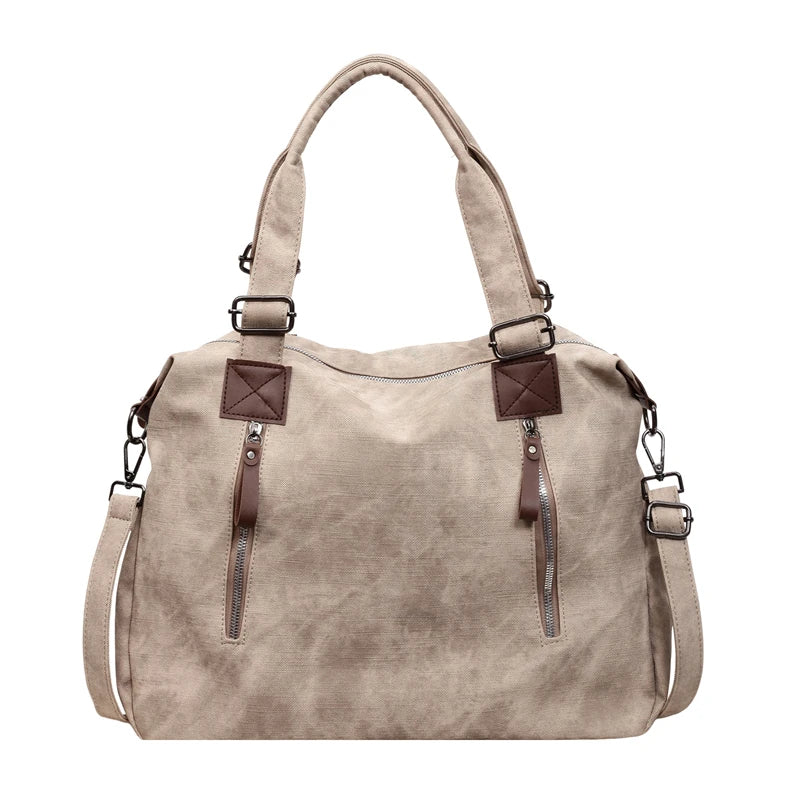 Women's Faux Leather Shoulder Bag with Zipper Closure