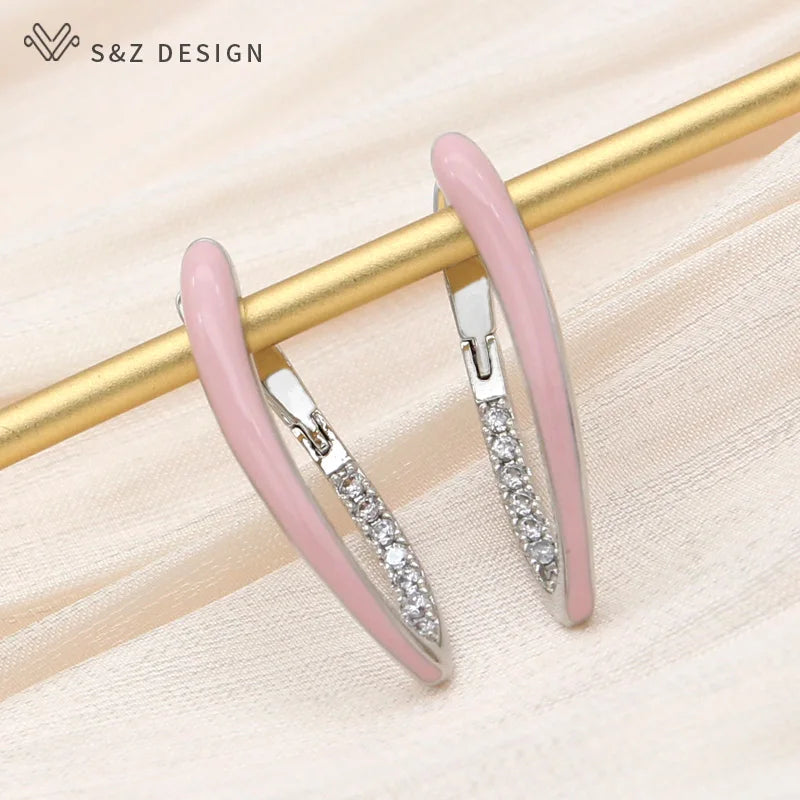 Women's Geometric Cubic Zirconia Dangle Earrings