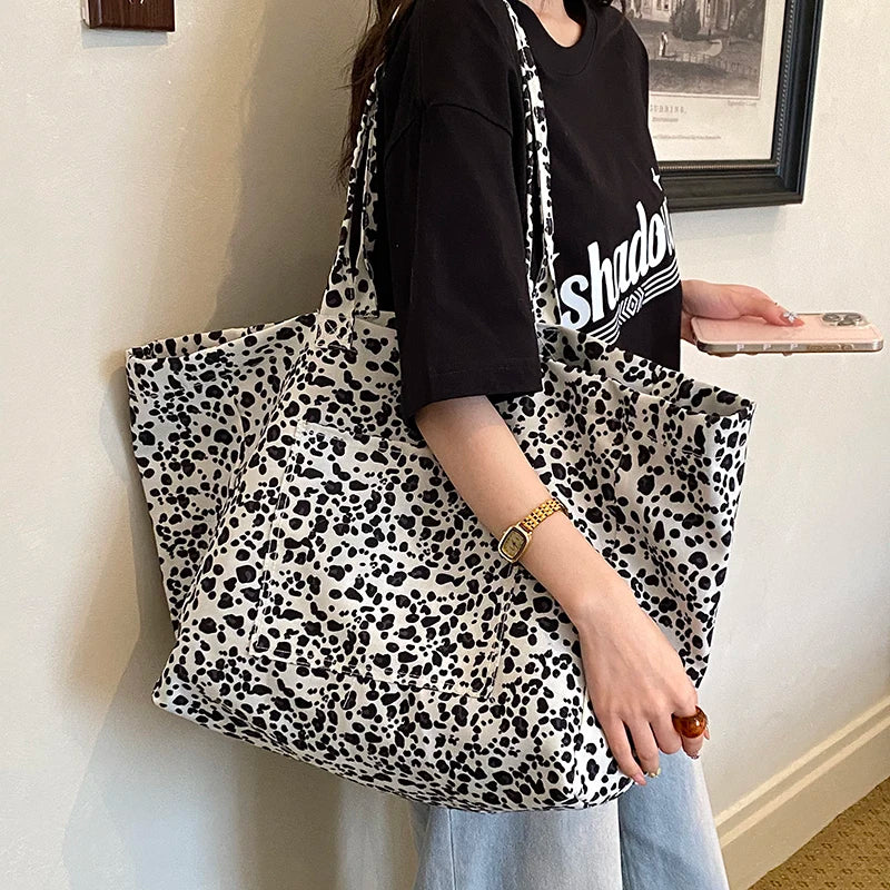 Women's Large Capacity Canvas Tote Bag – Retro Casual Shopper Shoulder Bag