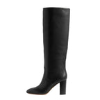Arden Furtado Women's Genuine Leather Knee-High Riding Boots – Round Toe Square Heel