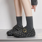 Zapatillas Planas Sin Cordones con Hebleta Retro y Motivo de Lunares para Mujer