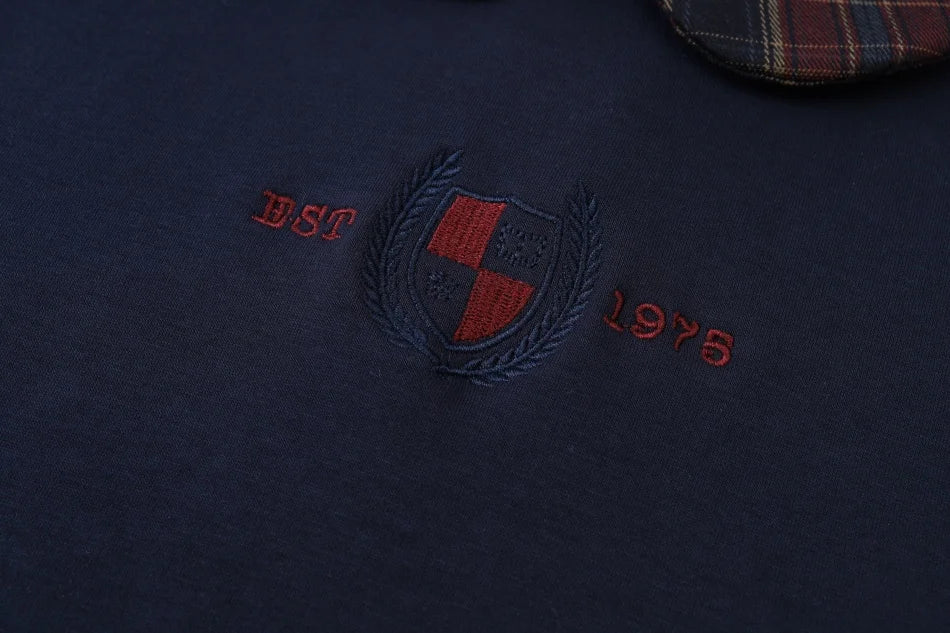 Vestido Varsity de Denim Azul Marinho para Crianças com Bordado
