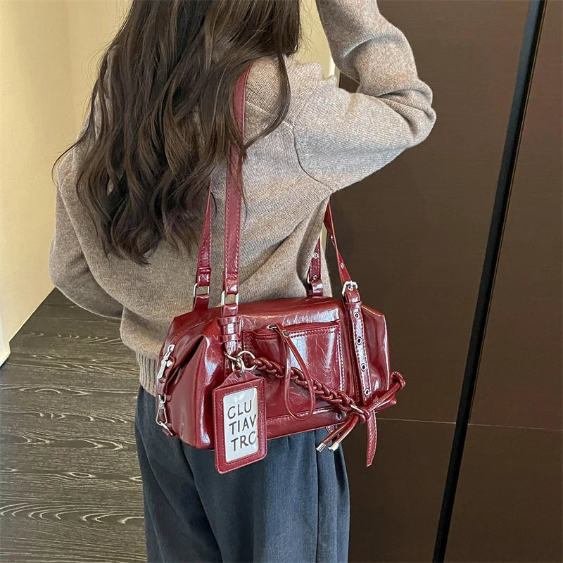 Women's PU Leather Underarm Shoulder Bag – Zipper, Adjustable Strap