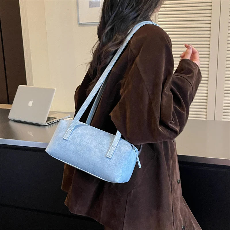 Women's Shoulder Bag Vintage Small PU Leather Zipper Underarm Tote Bag with Phone Pocket