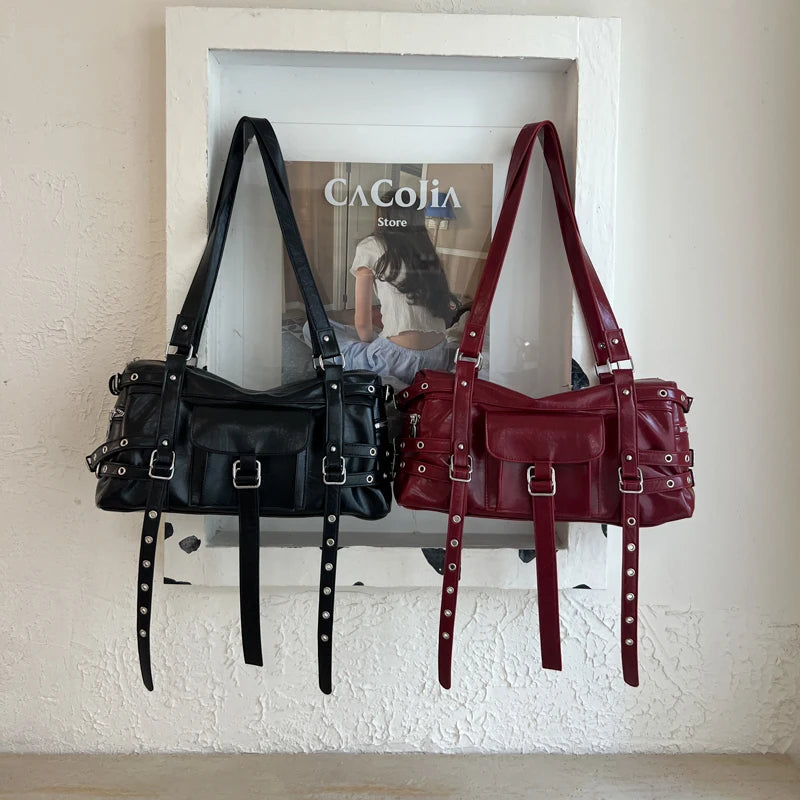 Women's PU Leather Baguette Crossbody Bag Street Style, Zipper Closure