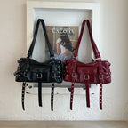Women's PU Leather Baguette Crossbody Bag Street Style, Zipper Closure