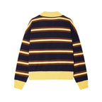 Women's Striped Polo Sweater Casual Long Sleeve Loose Pullover