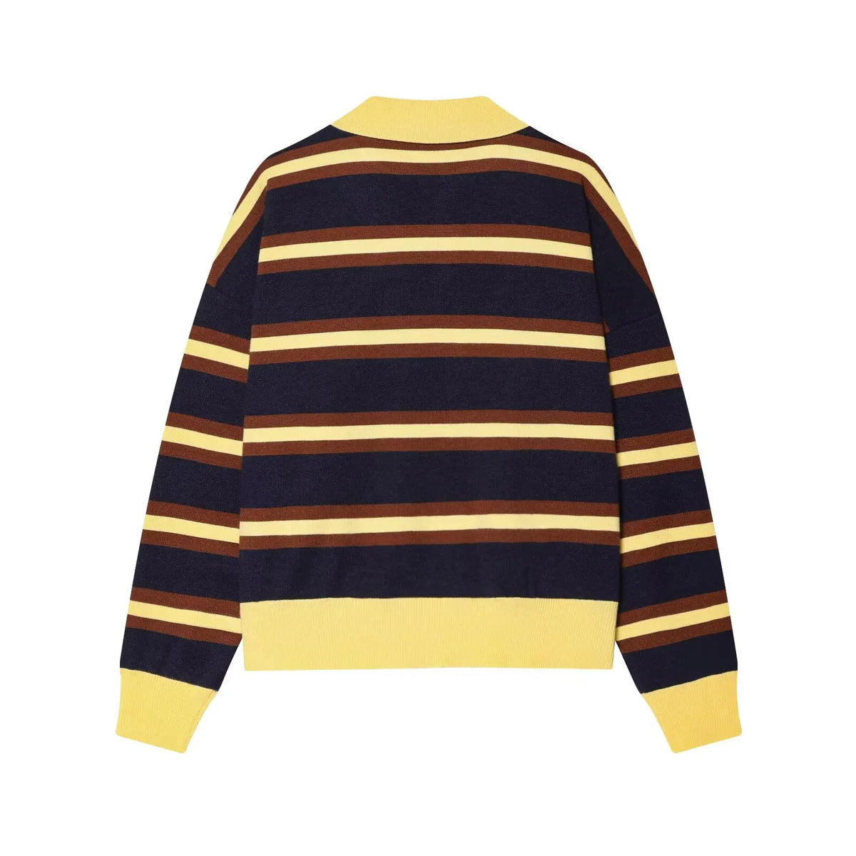Women's Striped Polo Sweater Casual Long Sleeve Loose Pullover