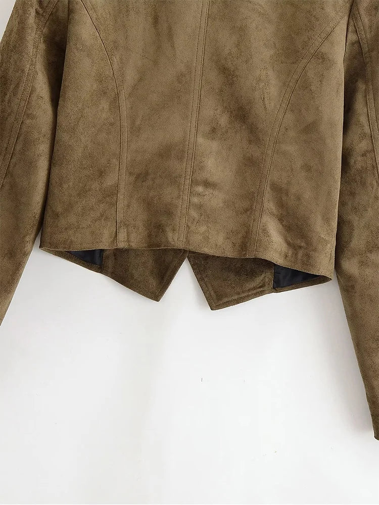 Women's Retro Military Cropped Jacket – Elegant Slim Fit