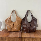 Women's Faux Leather Hobo Shoulder Bag with Zipper Closure