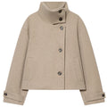 Women's Cropped High-Neck Button-Front Jacket