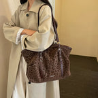 Vintage Leopard Tote Shoulder Bag – Large Capacity Handbag