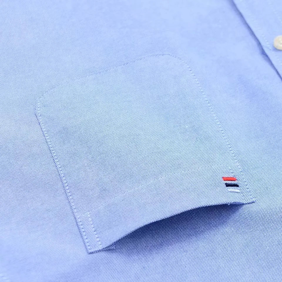 Men's Shirt Solid Oxford Cotton Square Collar Full-Sleeve Single-Breasted Smart Casual Dress Shirt