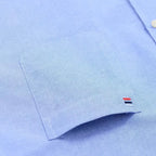 Men's Shirt Solid Oxford Cotton Square Collar Full-Sleeve Single-Breasted Smart Casual Dress Shirt