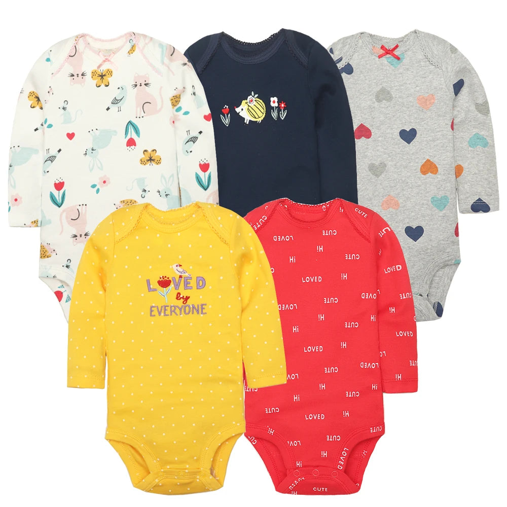 Long Sleeve Baby Bodysuits 100% Cotton Unisex Infant Jumpsuit