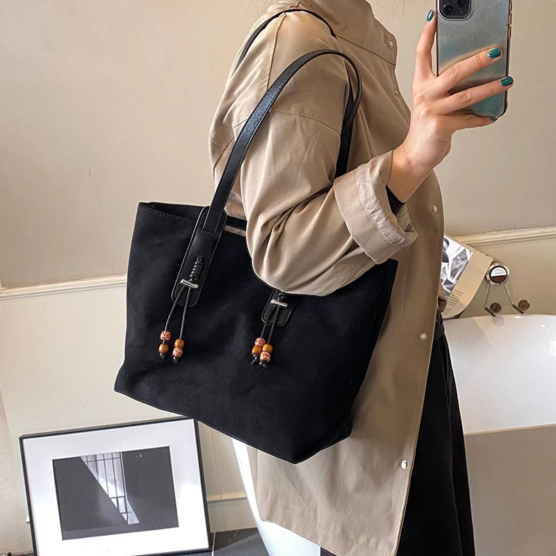 Women's Soft Faux Leather Tote Shoulder Bag with Zipper Closure