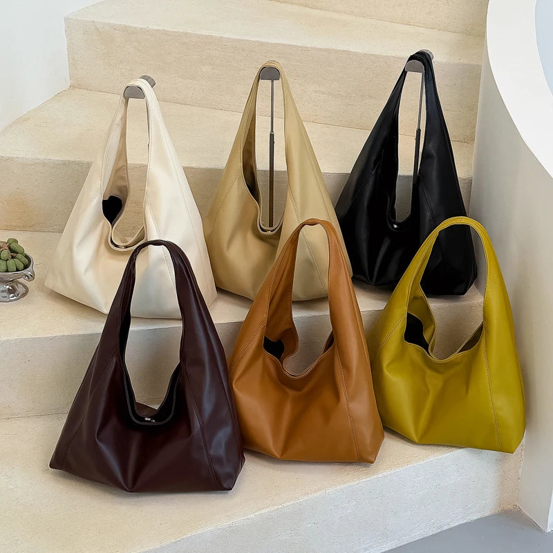 Women's Soft PU Leather Hobo Tote Bag – Hasp Closure, Water-Resistant, 37×25×11 cm