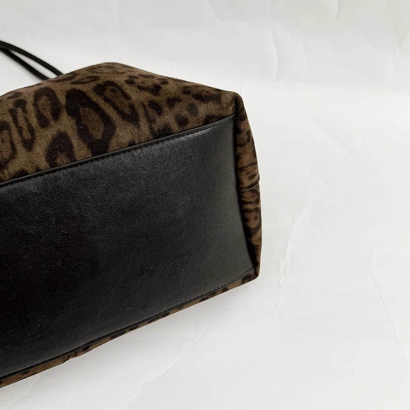 Women's Leopard Print Faux Leather Tote Shoulder Bag