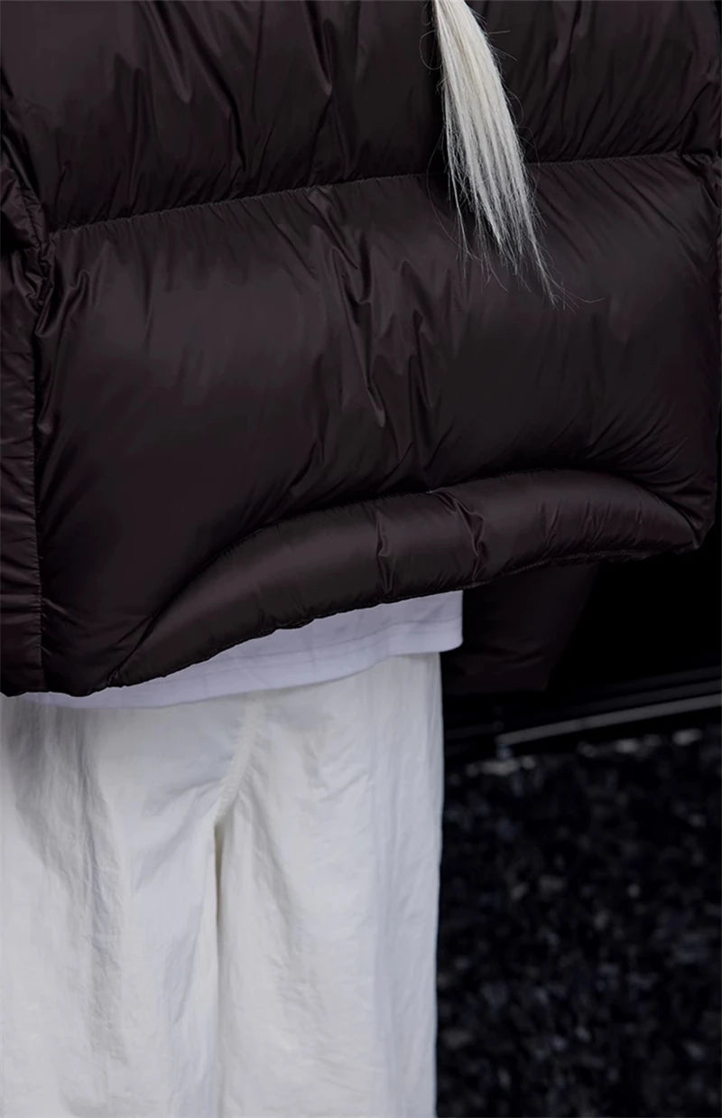 Women's Cropped Hooded Puffer Jacket with Pockets